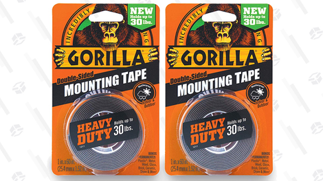 Gorilla Heavy Duty Double Sided Mounting Tape, 1 Inch x 60 Inches, Black (Pack of 2) | $11 | Amazon